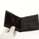 FENDI Zucca Canvas Compact Wallet Black Brown Auth 158171V-8