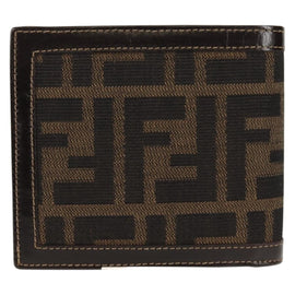 FENDI Zucca Canvas Compact Wallet Black Brown Auth 158171V - 0