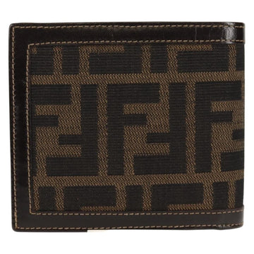 FENDI Zucca Canvas Compact Wallet Black Brown Auth 158171V - 0