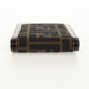 FENDI Zucca Canvas Compact Wallet Black Brown Auth 158171V-4