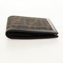FENDI Zucca Canvas Compact Wallet Black Brown Auth 158171V-6