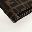 FENDI Zucca Canvas Compact Wallet Black Brown Auth 158171V-7