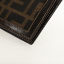 FENDI Zucca Canvas Compact Wallet Black Brown Auth 158171V-14