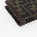 FENDI Zucca Canvas Compact Wallet Black Brown Silver Auth 158172-16