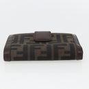 FENDI Zucca Canvas Compact Wallet Black Brown Silver Auth 158172-6