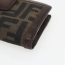 FENDI Zucca Canvas Compact Wallet Black Brown Silver Auth 158172-7
