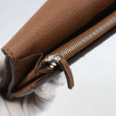 FENDI Celeria Long Wallet Leather Brown Silver Auth 158173-17