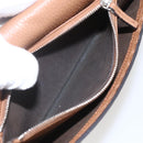 FENDI Celeria Long Wallet Leather Brown Silver Auth 158173-9