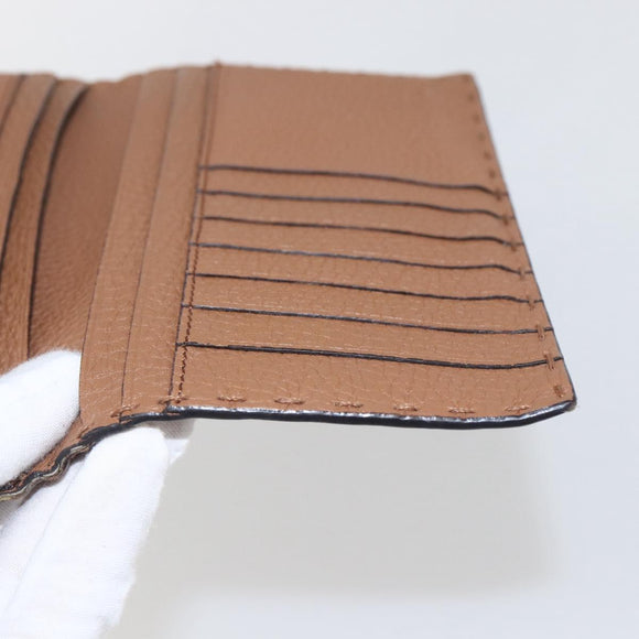 FENDI Celeria Long Wallet Leather Brown Silver Auth 158173