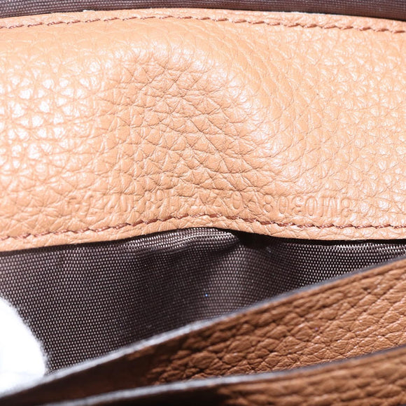 FENDI Celeria Long Wallet Leather Brown Silver Auth 158173
