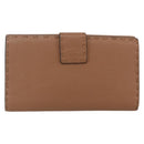 FENDI Celeria Long Wallet Leather Brown Silver Auth 158173-2