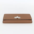 FENDI Celeria Long Wallet Leather Brown Silver Auth 158173-6