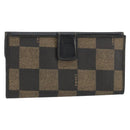 FENDI Pecan Canvas Long Wallet Black Brown Black Brown Auth 158174-1