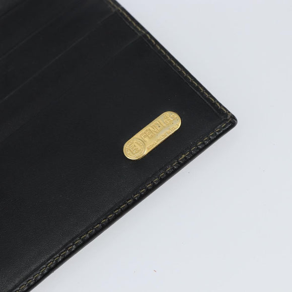 FENDI Pecan Canvas Long Wallet Black Brown Black Brown Auth 158174