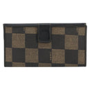 FENDI Pecan Canvas Long Wallet Black Brown Black Brown Auth 158174-13