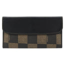 FENDI Pecan Canvas Long Wallet Black Brown Black Brown Auth 158174-2