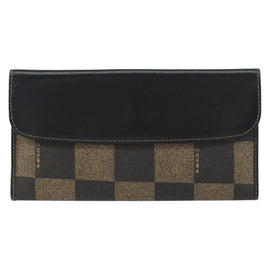 FENDI Pecan Canvas Long Wallet Black Brown Black Brown Auth 158174 - 0