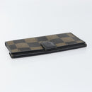 FENDI Pecan Canvas Long Wallet Black Brown Black Brown Auth 158174-5
