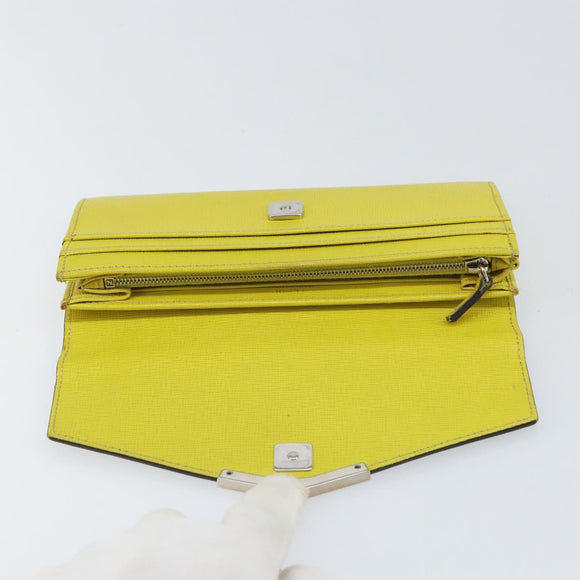 FENDI 2 JOURS Continental Wallet Leather Gray Silver Auth 158175