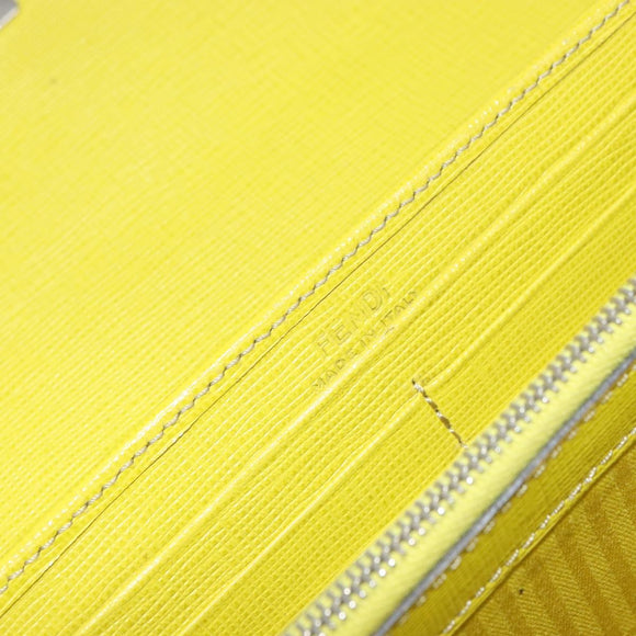 FENDI 2 JOURS Continental Wallet Leather Gray Silver Auth 158175