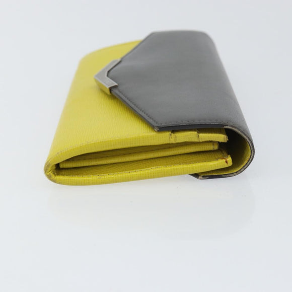 FENDI 2 JOURS Continental Wallet Leather Gray Silver Auth 158175