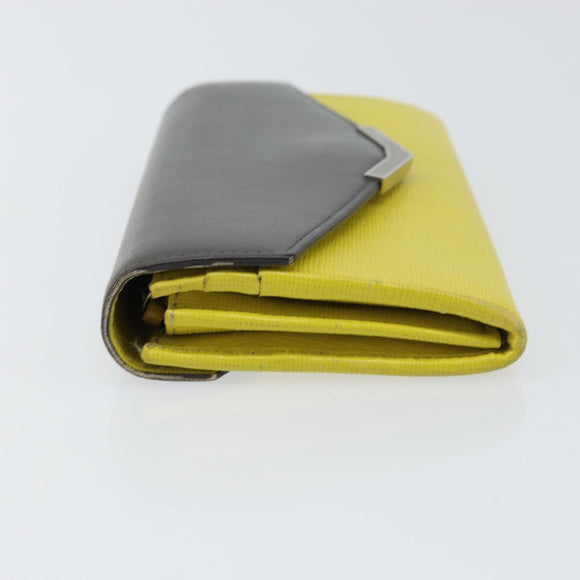 FENDI 2 JOURS Continental Wallet Leather Gray Silver Auth 158175