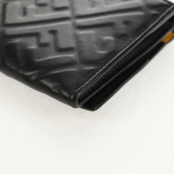 FENDI Zucca Canvas Wallet Leather Black Auth 158176V