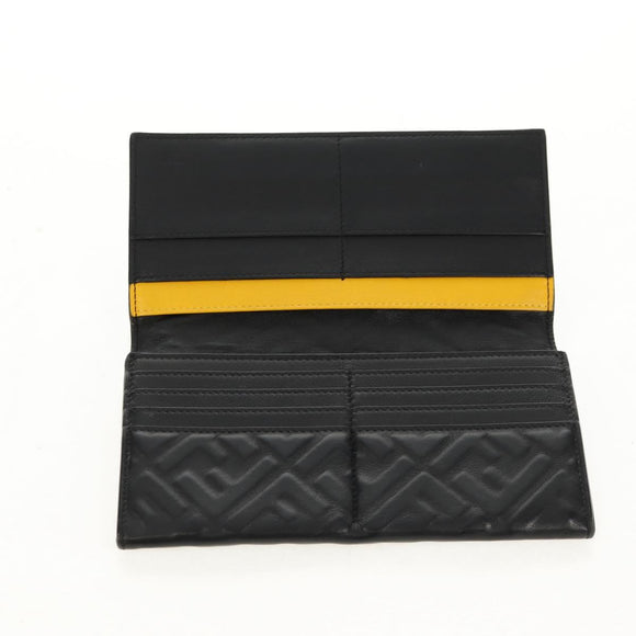 FENDI Zucca Canvas Wallet Leather Black Auth 158176V