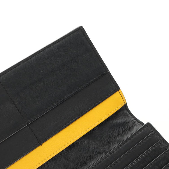FENDI Zucca Canvas Wallet Leather Black Auth 158176V