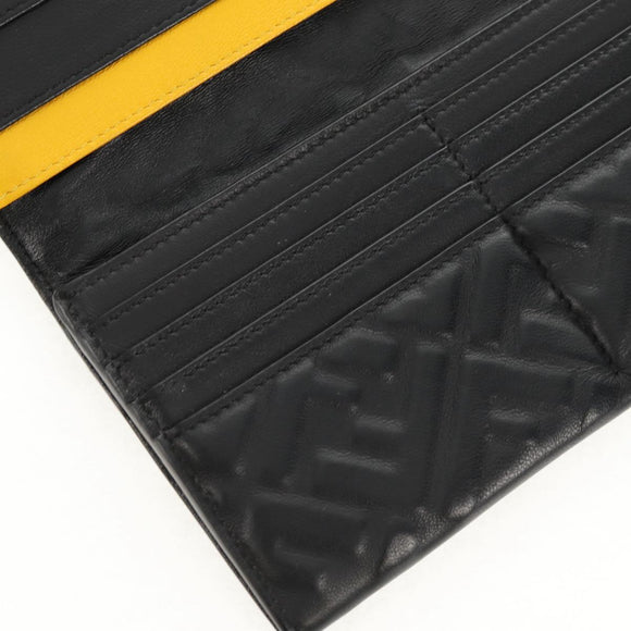 FENDI Zucca Canvas Wallet Leather Black Auth 158176V