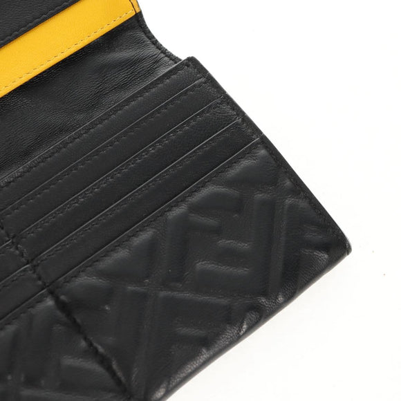 FENDI Zucca Canvas Wallet Leather Black Auth 158176V