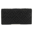 FENDI Zucca Canvas Wallet Leather Black Auth 158176V-13