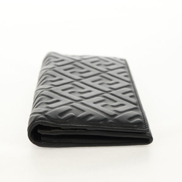 FENDI Zucca Canvas Wallet Leather Black Auth 158176V