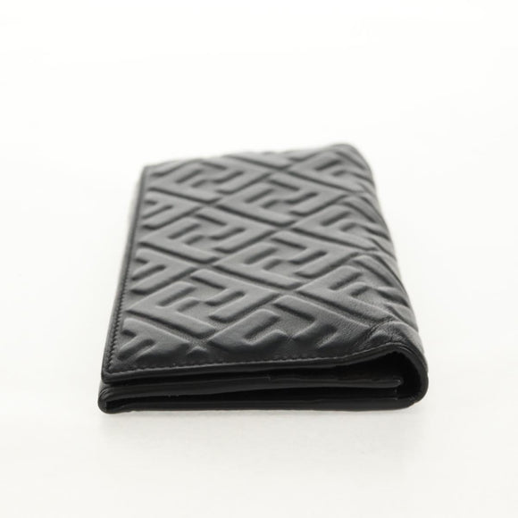 FENDI Zucca Canvas Wallet Leather Black Auth 158176V