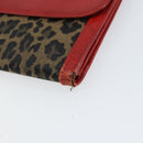 FENDI Long Wallet Nylon Red Brown Black Brown Auth 158177-7