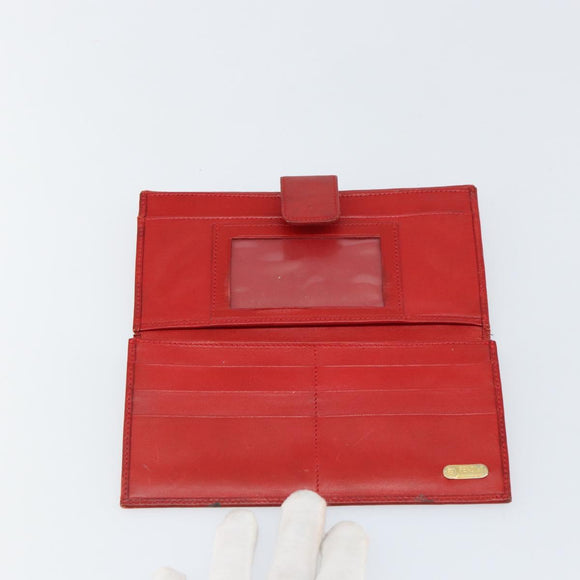 FENDI Long Wallet Nylon Red Brown Black Brown Auth 158177