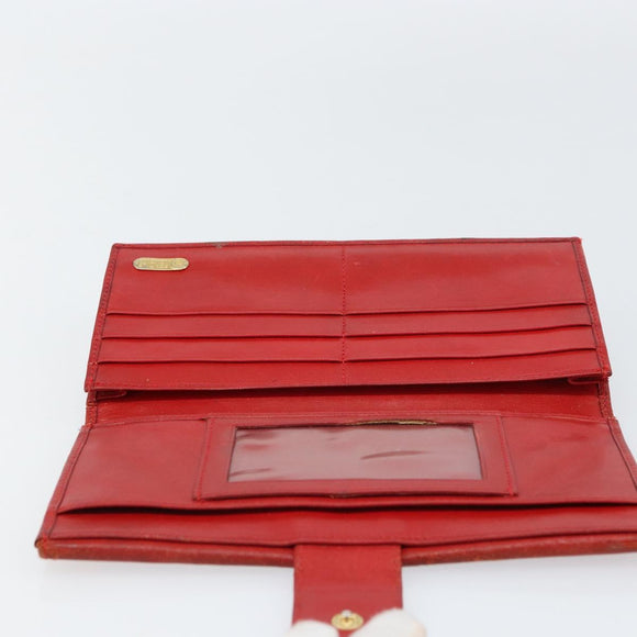 FENDI Long Wallet Nylon Red Brown Black Brown Auth 158177