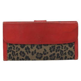 FENDI Long Wallet Nylon Red Brown Black Brown Auth 158177 - 0