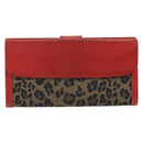 FENDI Long Wallet Nylon Red Brown Black Brown Auth 158177-2