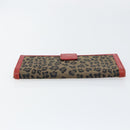 FENDI Long Wallet Nylon Red Brown Black Brown Auth 158177-6