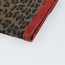 FENDI Long Wallet Nylon Red Brown Black Brown Auth 158177-14