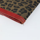 FENDI Long Wallet Nylon Red Brown Black Brown Auth 158177-15