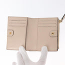 FENDI Compact Wallet Leather Beige Gold Auth 158178A-10
