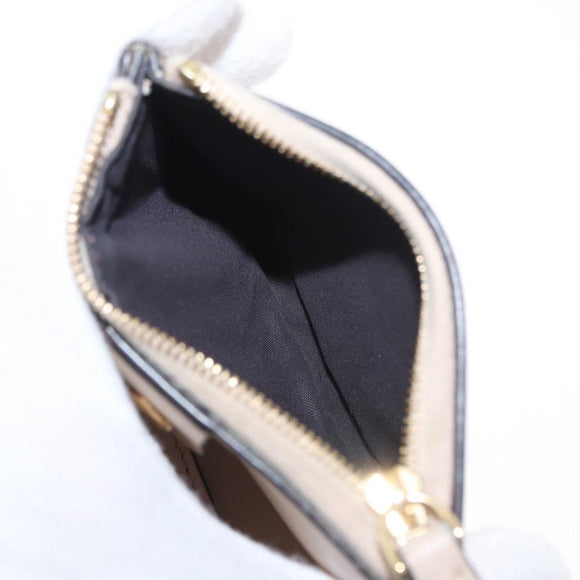 FENDI Compact Wallet Leather Beige Gold Auth 158178A