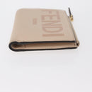 FENDI Compact Wallet Leather Beige Gold Auth 158178A-5