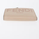 FENDI Compact Wallet Leather Beige Gold Auth 158178A-6