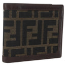 FENDI Zucca Canvas Wallet Black Brown Black Brown Auth 158179-1
