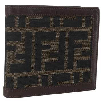 FENDI Zucca Canvas Wallet Black Brown Black Brown Auth 158179