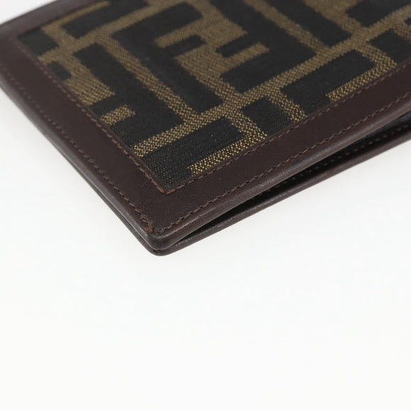 FENDI Zucca Canvas Wallet Black Brown Black Brown Auth 158179