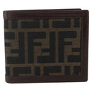 FENDI Zucca Canvas Wallet Black Brown Black Brown Auth 158179-13